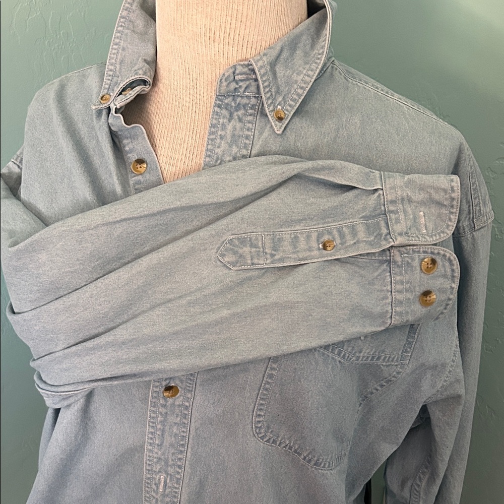 Dallas Cowboys Vintage Light Blue Denim Button-Up Shirt Lee Sport XL - Picture 7 of 9